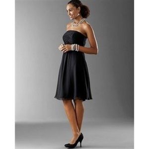 WHBM Strapless Black Chiffon Dress